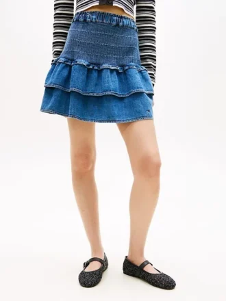 Tommy Jeans Tiered Chambray Mini Skirt