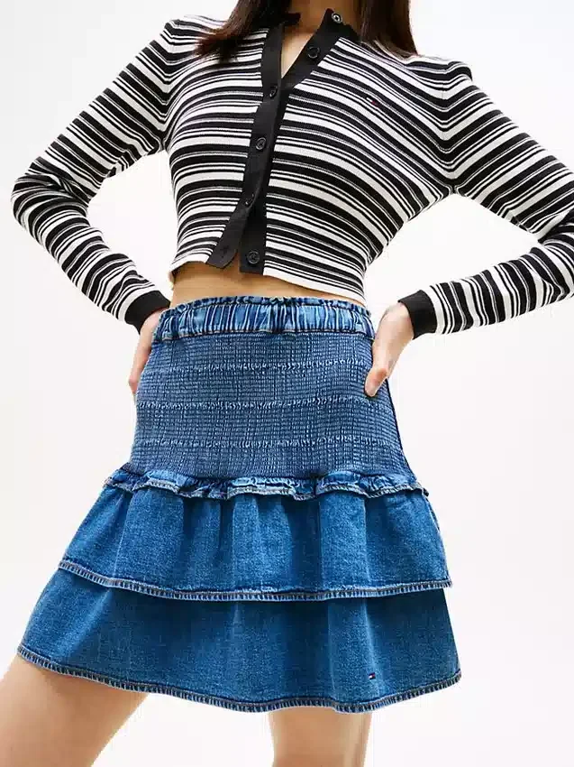 Tommy Jeans Tiered Chambray Mini Skirt Tommy Jeans Tiered Chambray Mini Skirt