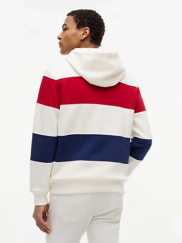 Tricolor Stripe Brushed-Back Hoodie Tricolor Stripe Brushed-Back Hoodie