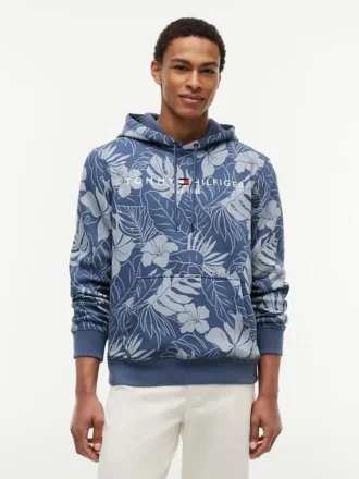 Tropical Print Brushed-Back Hoodie