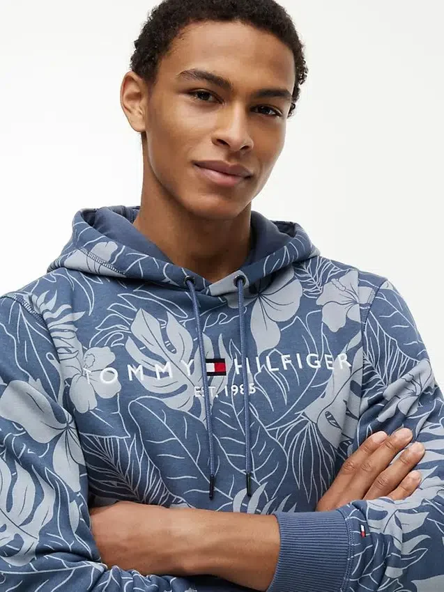 Tropical Print Brushed-Back Hoodie Tropical Print Brushed-Back Hoodie