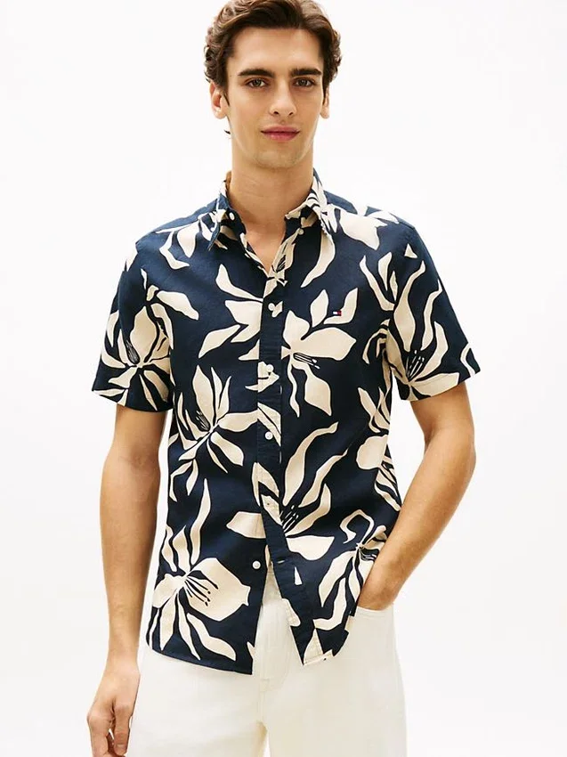 Tropical Print Cotton-Linen Blend Shirt Tropical Print Cotton-Linen Blend Shirt