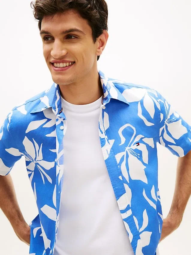 Tropical Print Cotton-Linen Blend Shirt Tropical Print Cotton-Linen Blend Shirt
