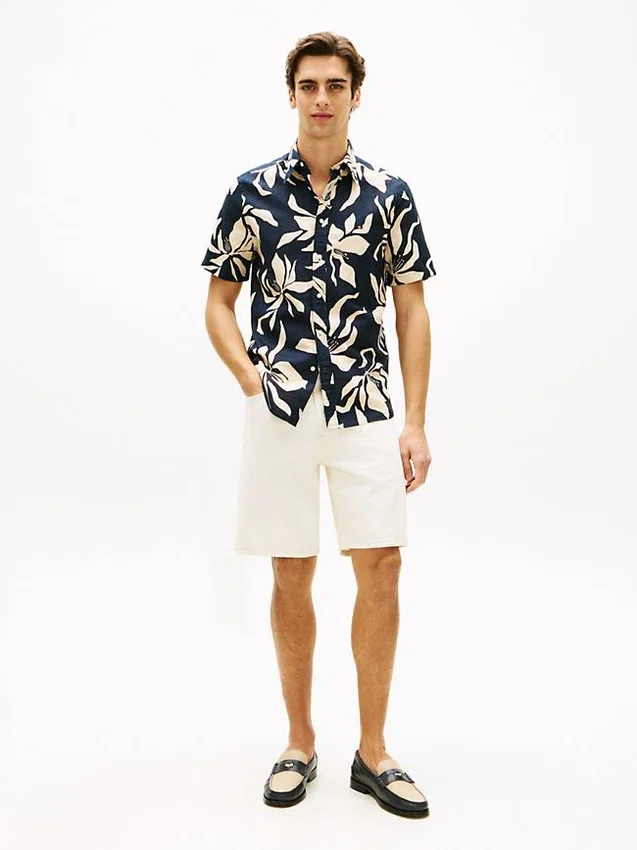 Tropical Print Cotton-Linen Blend Shirt Tropical Print Cotton-Linen Blend Shirt