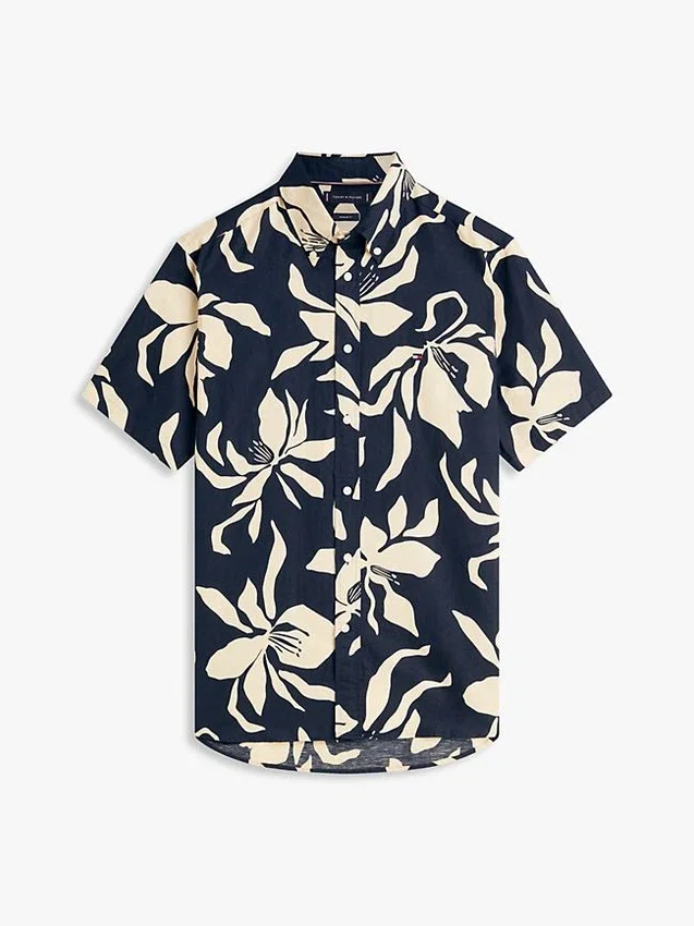 Tropical Print Cotton-Linen Blend Shirt Tropical Print Cotton-Linen Blend Shirt