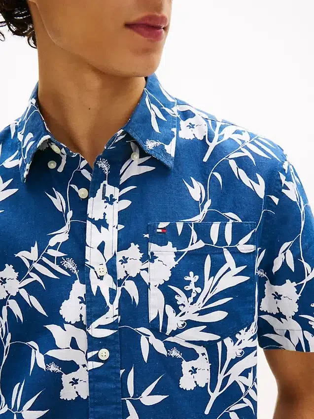 Tropical Print Linen-Blend Shirt Tropical Print Linen-Blend Shirt