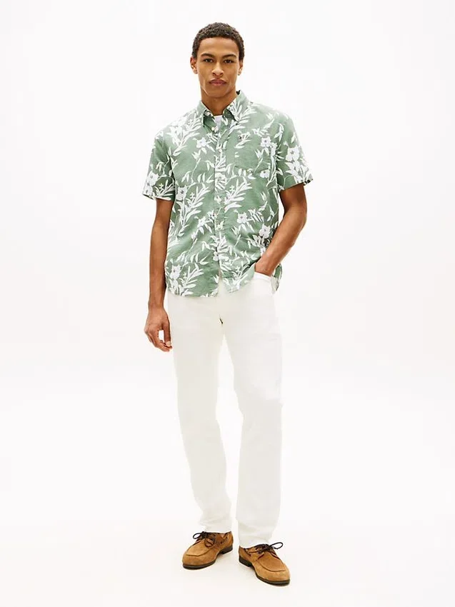 Tropical Print Linen-Blend Shirt Tropical Print Linen-Blend Shirt