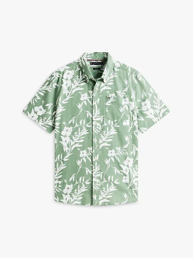 Tropical Print Linen-Blend Shirt Tropical Print Linen-Blend Shirt