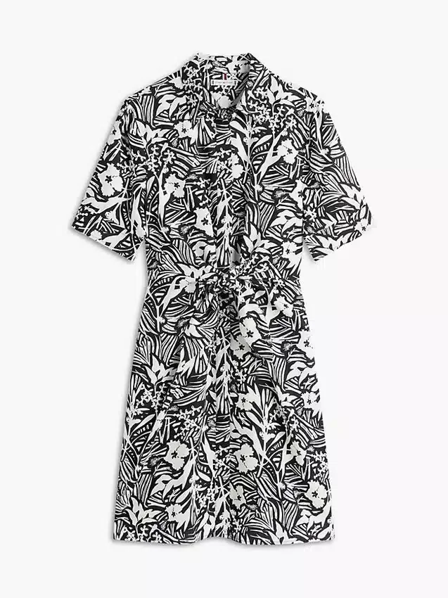 Tropical Print Linen-Blend Shirtdress Tropical Print Linen-Blend Shirtdress