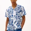 Tropical Print Linen Camp Shirt