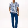 Tropical Print Linen Camp Shirt
