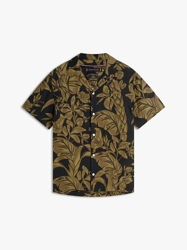 Tropical Print Linen Camp Shirt Tropical Print Linen Camp Shirt
