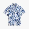 Tropical Print Linen Camp Shirt