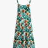 Tropical Print Tiered Linen-Blend Dress Tropical Print Tiered Linen-Blend Dress