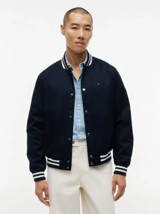 Water-Repellent Flag Logo Varsity Jacket
