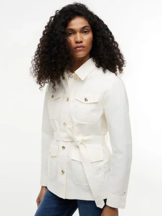 Water-Resistant Belted Utility Jacket
