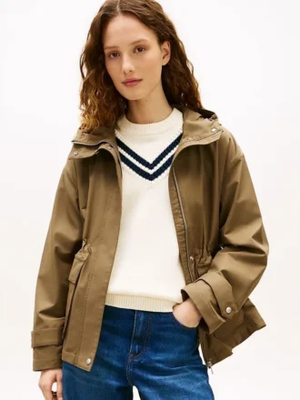 Water-Resistant Hooded Short Parka
