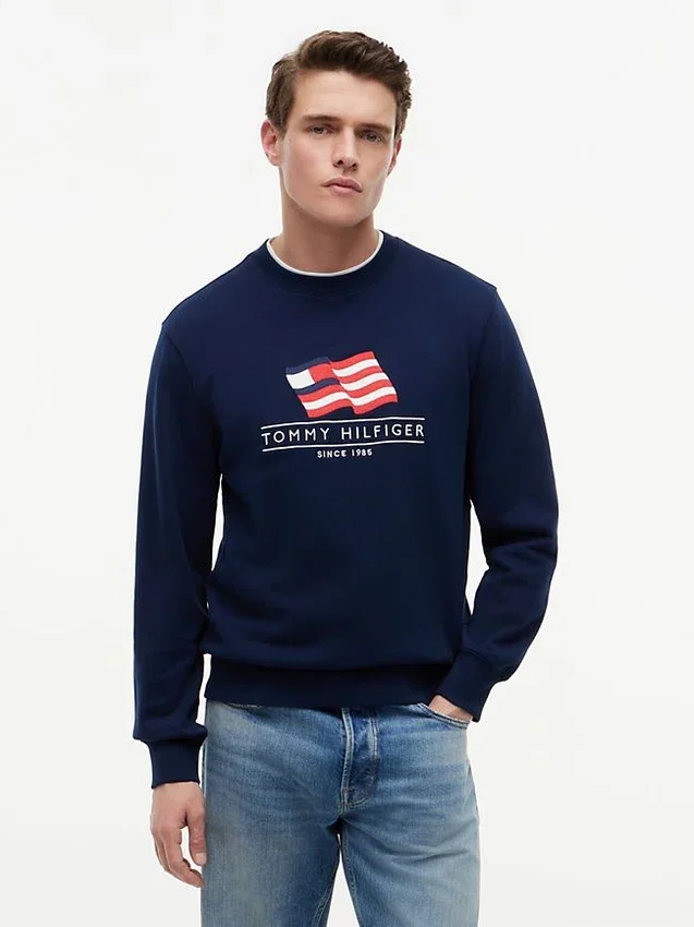 Wavy Flag Logo Crewneck Sweatshirt Wavy Flag Logo Crewneck Sweatshirt