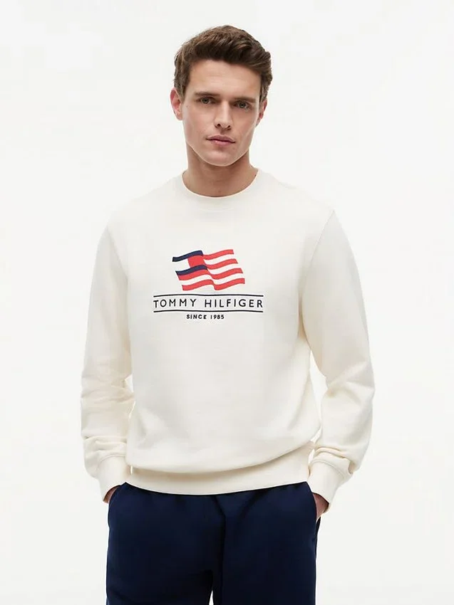 Wavy Flag Logo Crewneck Sweatshirt Wavy Flag Logo Crewneck Sweatshirt