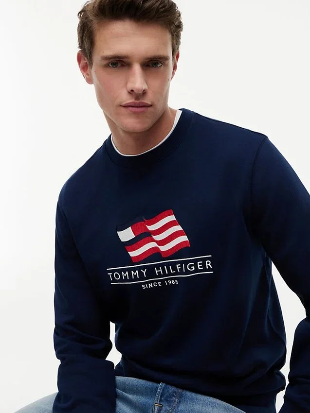 Wavy Flag Logo Crewneck Sweatshirt Wavy Flag Logo Crewneck Sweatshirt
