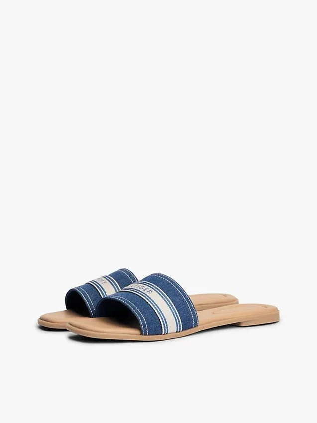 Webbing Logo Denim Slide Sandal Webbing Logo Denim Slide Sandal