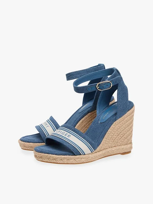 Webbing Logo Denim Wedge Espadrille Webbing Logo Denim Wedge Espadrille