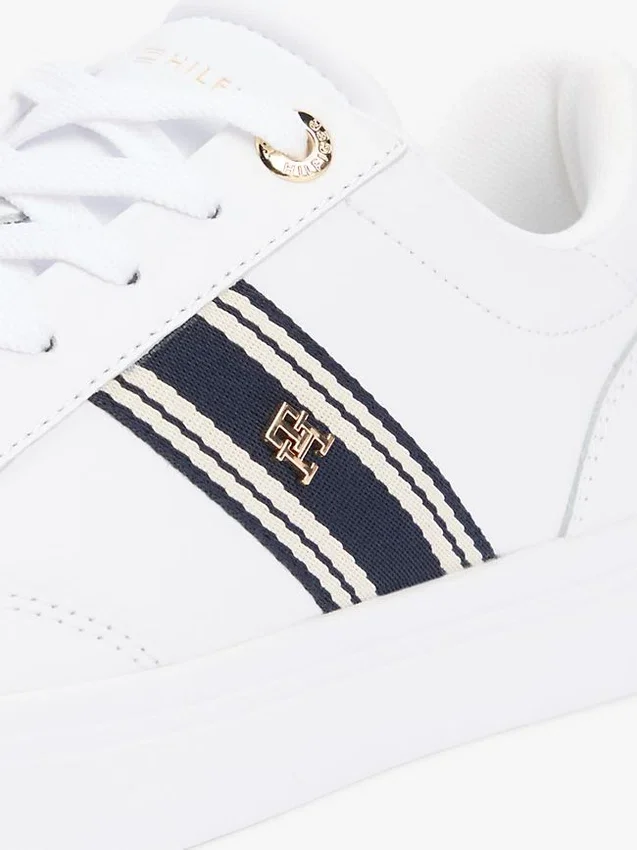Webbing Stripe Leather Cupsole Sneaker Webbing Stripe Leather Cupsole Sneaker