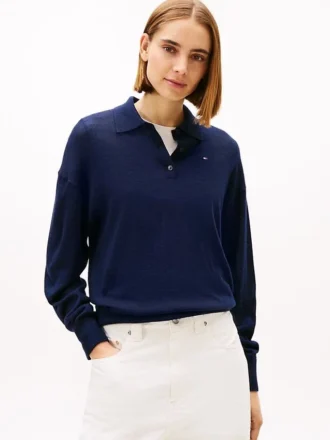 Wool-Silk Blend Sweater Polo