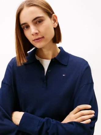 Wool-Silk Blend Sweater Polo