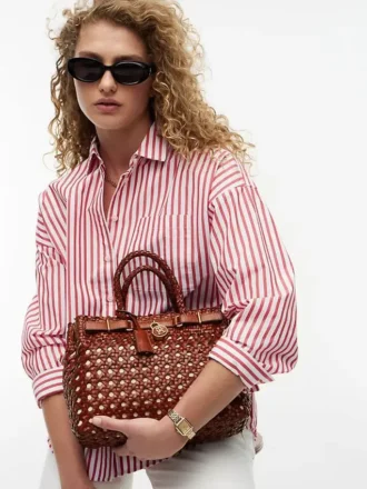 Woven Leather Mini Tote Bag Woven Leather Mini Tote Bag