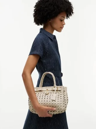 Woven Leather Mini Tote Bag