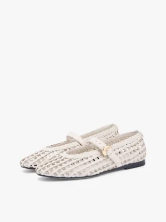 Woven Leather Mix Mary Jane Flat