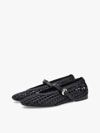 Woven Leather Mix Mary Jane Flat