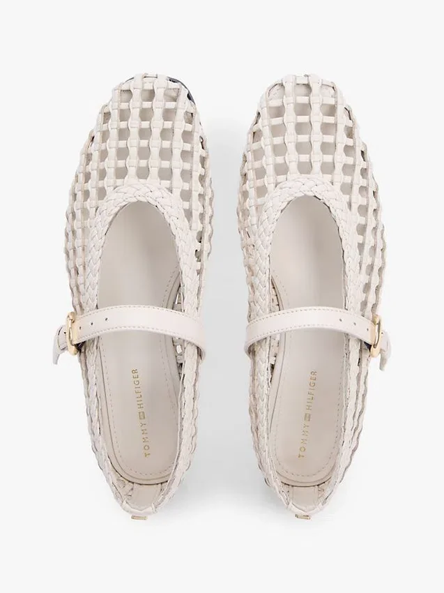 Woven Leather Mix Mary Jane Flat Woven Leather Mix Mary Jane Flat