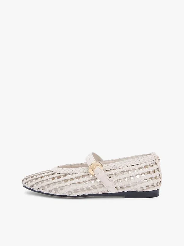 Woven Leather Mix Mary Jane Flat Woven Leather Mix Mary Jane Flat