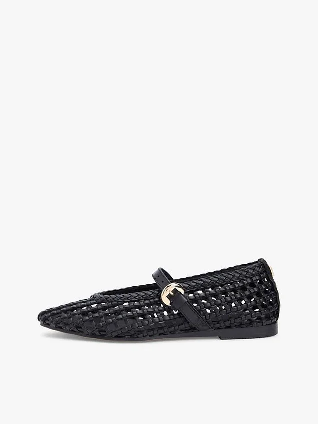 Woven Leather Mix Mary Jane Flat Woven Leather Mix Mary Jane Flat